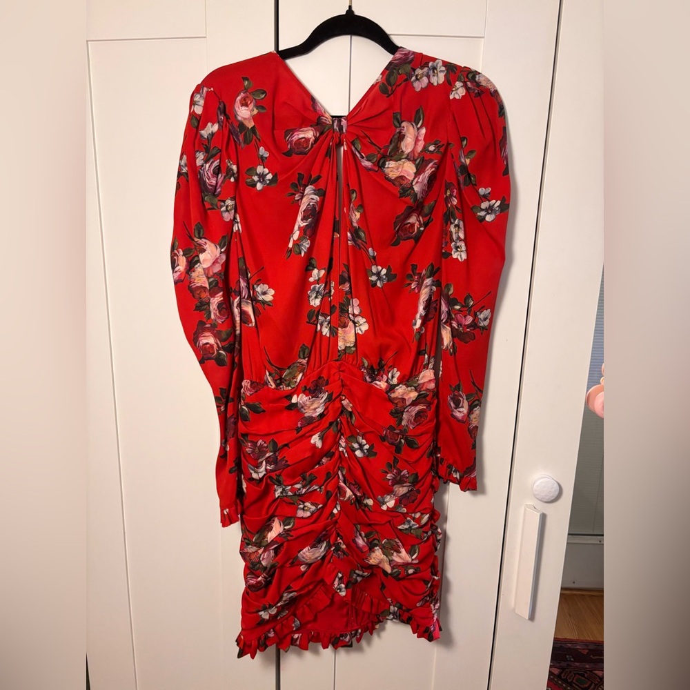 Magda Butrym red floral silk mini dress size 4